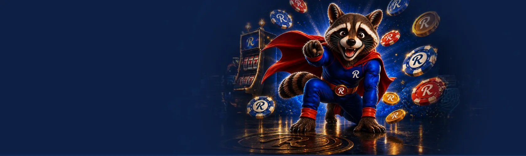 Rooli Casino welcome banner with the Roo mascot, slot reels and the 475 free spins welcome package Rooli Casino welcome banner with the Roo mascot, slot reels and the 475 free spins welcome package
